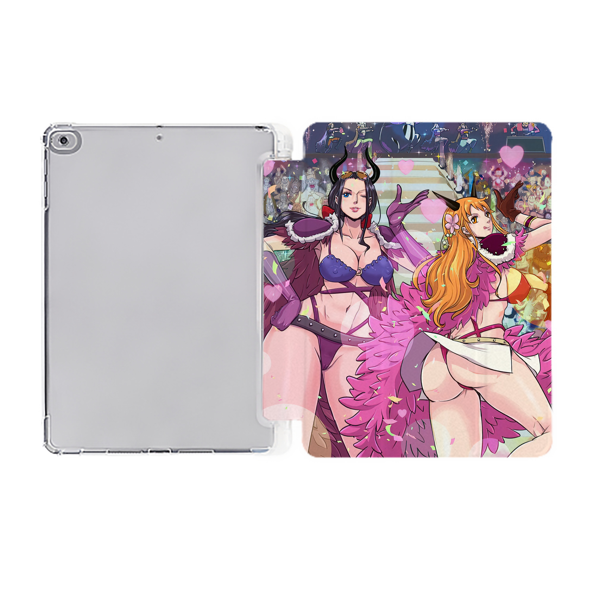（画像用） ワンピース ONE PIECE IPad ケース ペン収納付き 三つ折りスタンド PUレザー×シリコン 対応機種9.5/10.5/10.9インチ